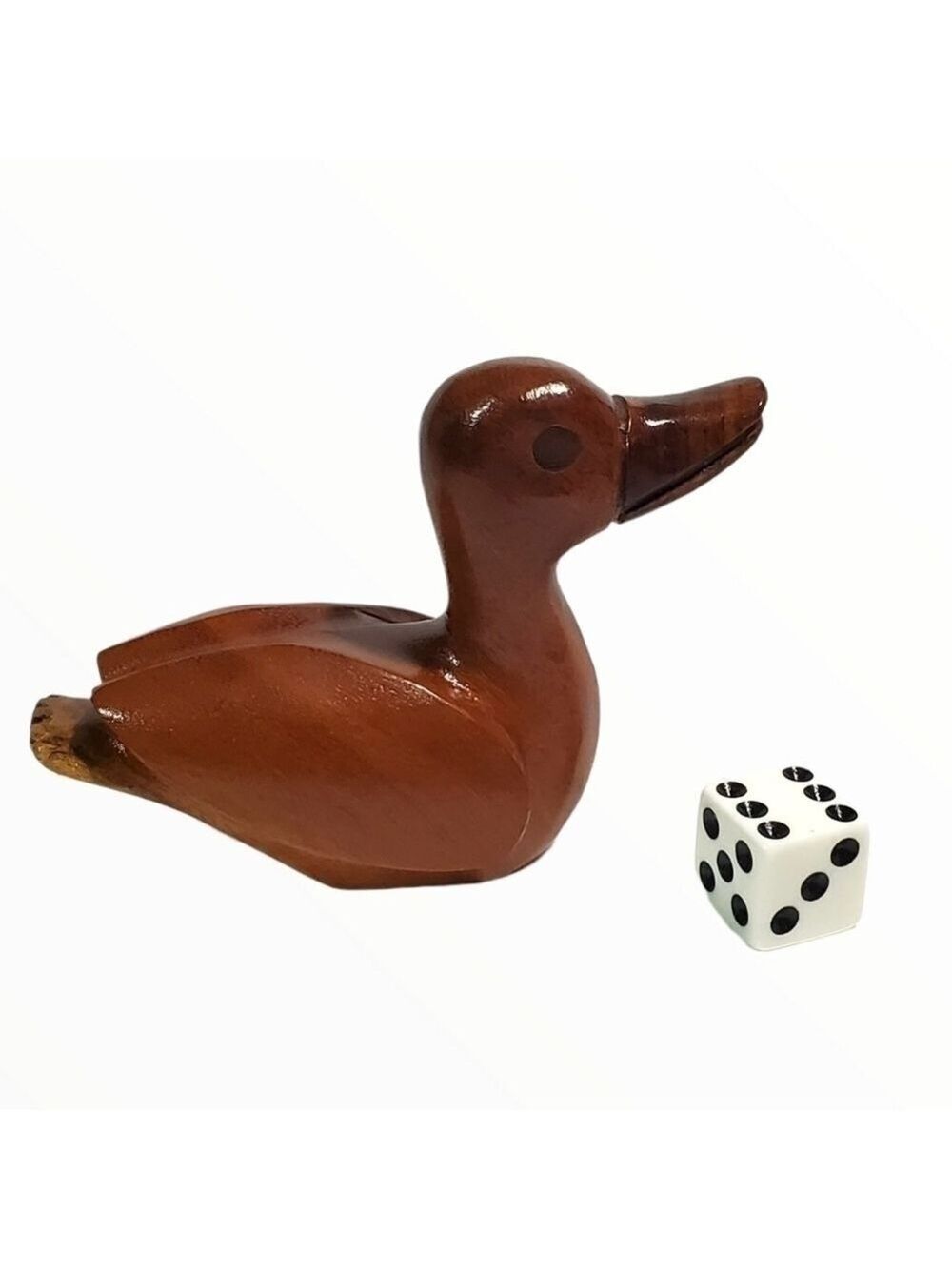 Hand carved solid dark wood duckling small 3"